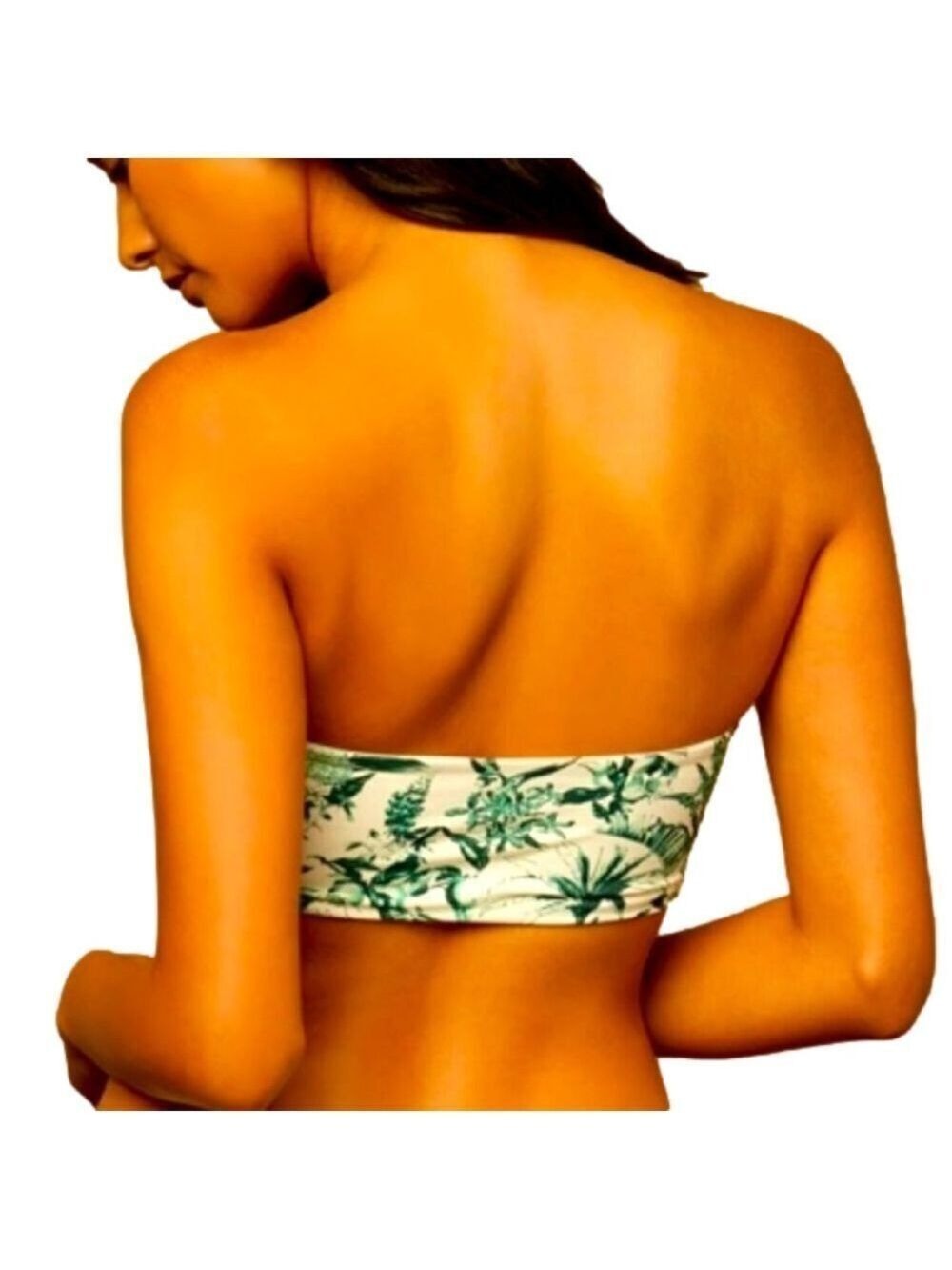 NWT Onia Lara Bikini Top Forest Green Multi Bandeau - Picture 2 of 5